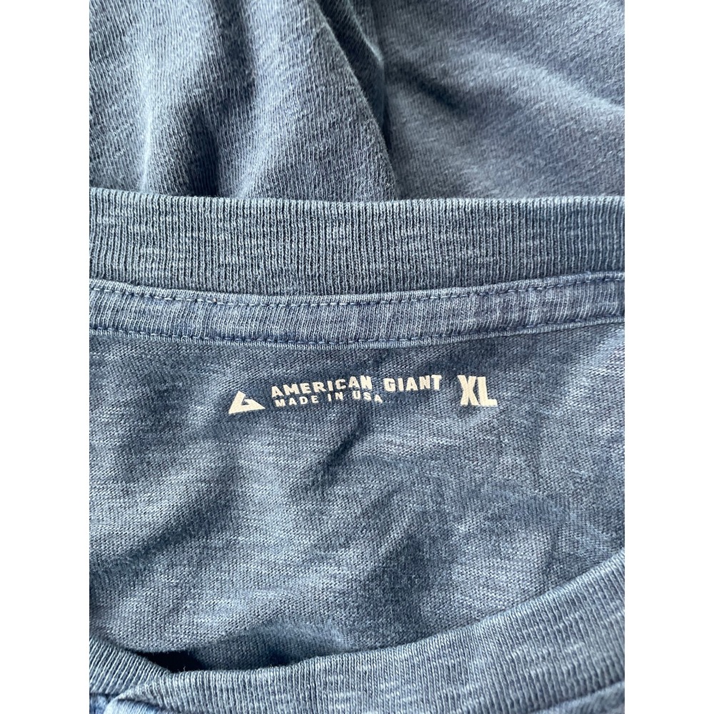 American Giant Henley Shirt Mens XL Broken In Premium Slub Blue USA Long Sleeve - Picture 7 of 10